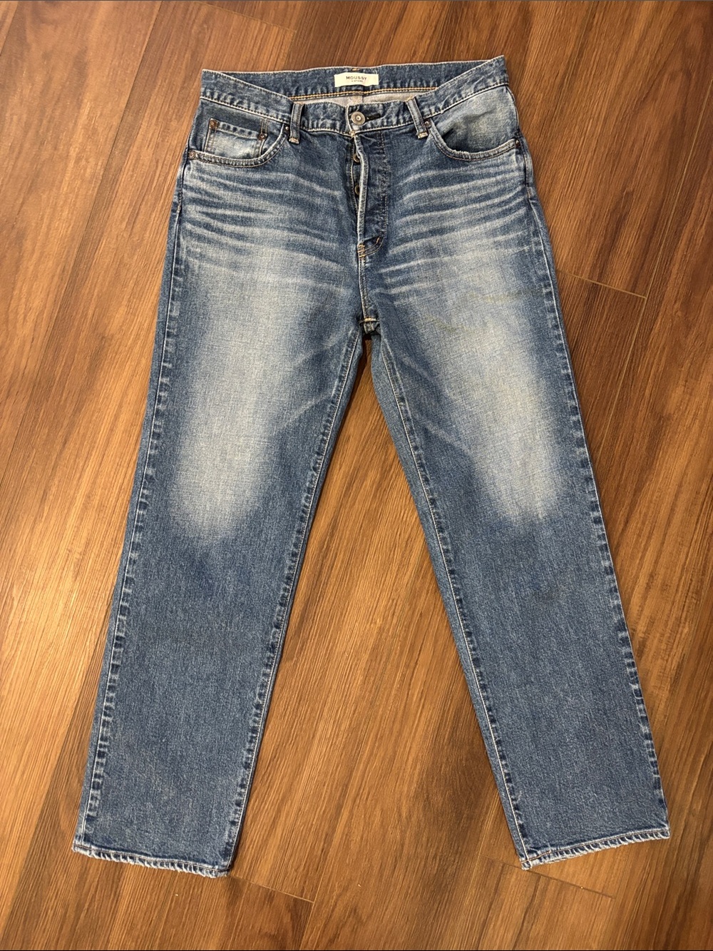 Moussy Straight-Leg Light Blue Washed Jeans
